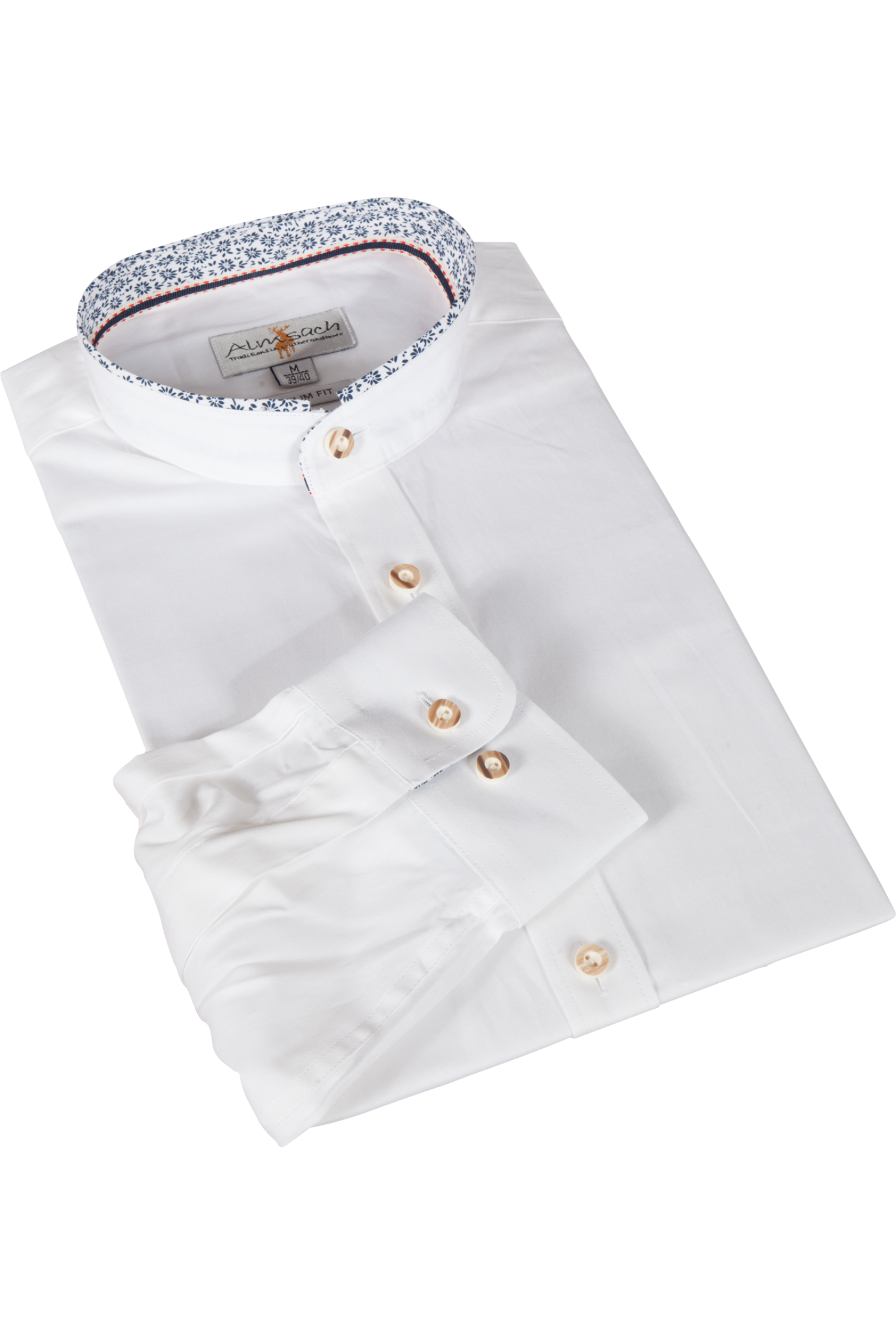 Weißes Trachtenhemd mit blauer Musterung